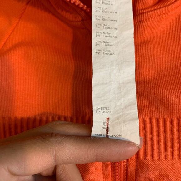 Fabletics Jacket Womens S Small Tangerine Tory Cropped Seamless Full Zip Mock - Picture 8 of 11